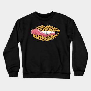 Vintage Lips Retro Style Tongue Leo Leopard Pattern Popart Gift Crewneck Sweatshirt